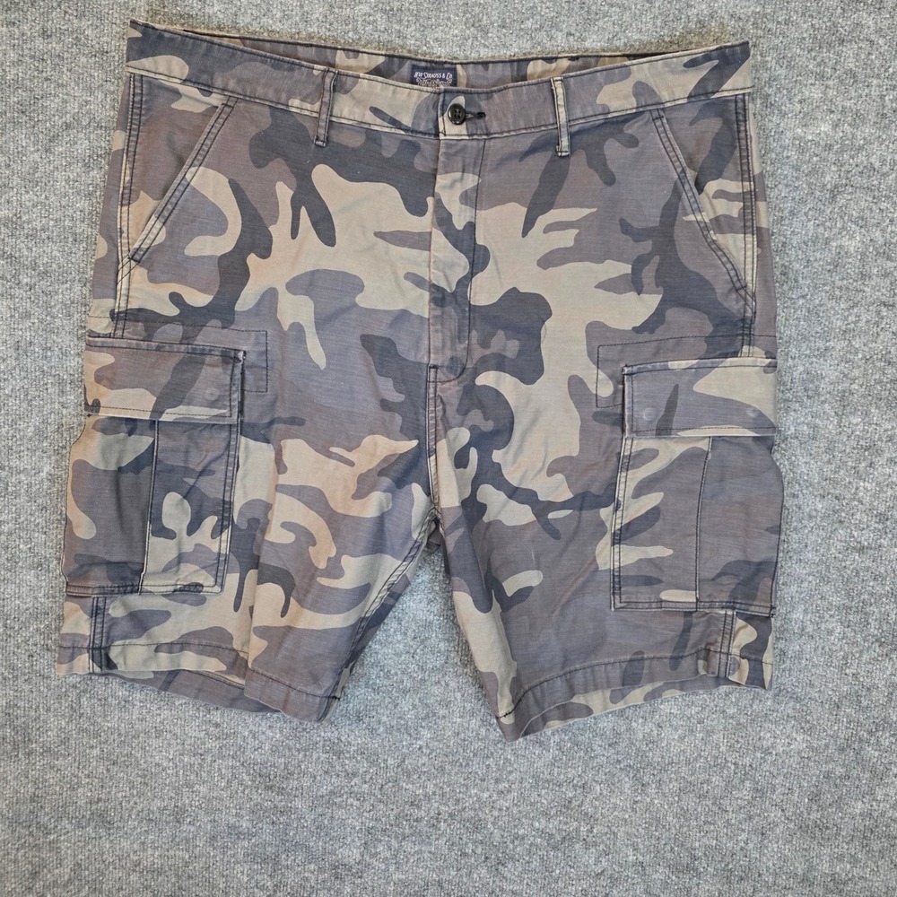 Levis‎ Two Horse Brand Cargo Shorts Mens 40X9 Grey Camo Woodland Utility Pockets